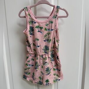 Wonder Nation 3T Girls Pink and Green Tropical Island Romper with Pockets